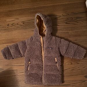 Patagonia Sherpa Teddy Brown Hooded Parka Jacket